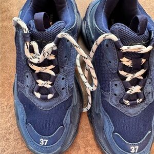 Balenciaga Navy and White Sneakers